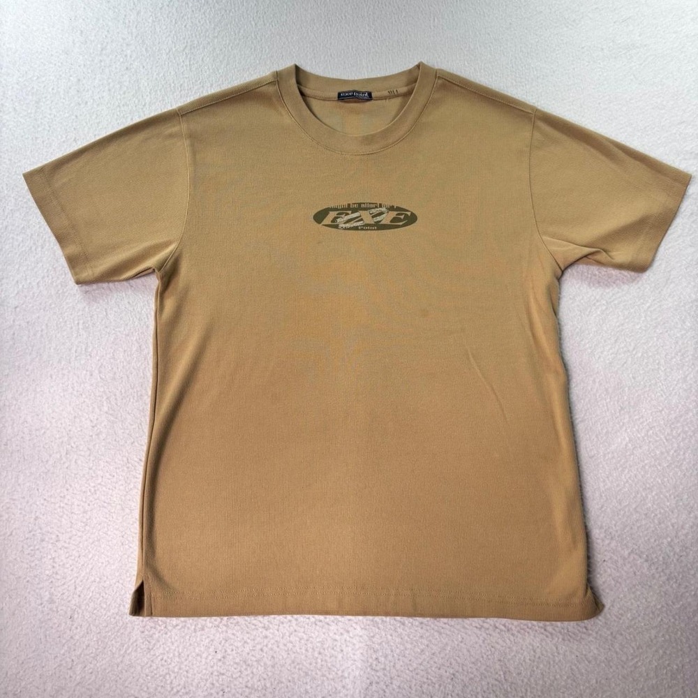 eXe Point Ribbed surf wear T-Shirt mens medium Beige Y2K Minimalist
